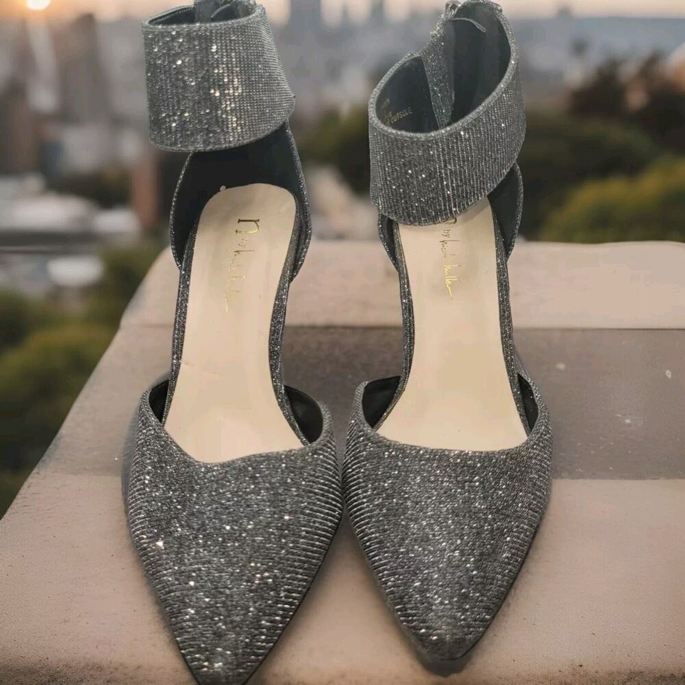 N by Nicole Miller Carty Heels Size 6M Pewter Silver